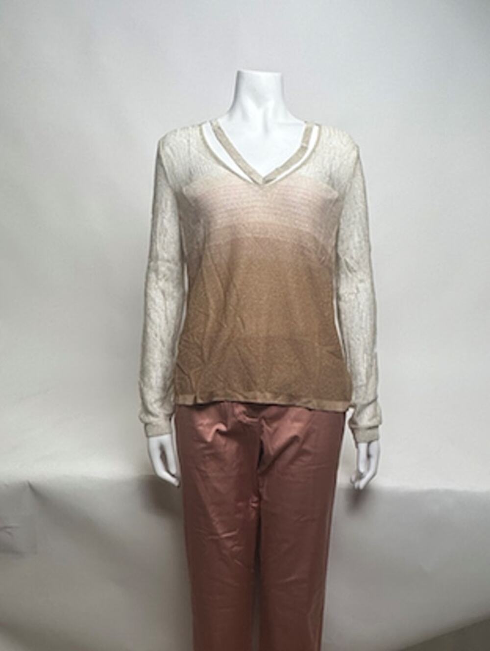 Missoni NWOT Metallic Long Sleeve V-Neck Blouse Size XS